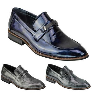 Mens Leather Look Slip Ons Black Colour Wedding Party Formal Shoes UK Sizes Mens Leather Look Slip Ons Black Colour Wedding Party Formal Shoes UK Sizes