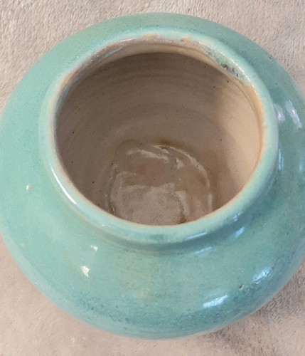 Vtg Pisgah Forest STEPHEN Vase Arts & Crafts Pottery Green Signed 3 1/4" - Picture 2 of 8