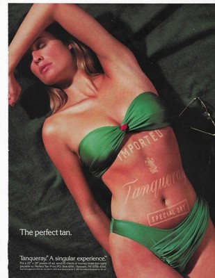 BIKINI GIRL THE PERECT TAN.  TANQUERAY ORIGINAL PRINT AD