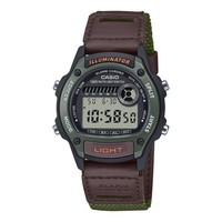 Uhr Casio W-220HF-3AVEF Leder Braun Textil Grun Vintage