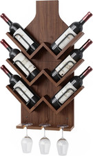 Wine Rack Wall Mounted, 6 Bottles Wood Wine Rack for Display and Storage, Hangin