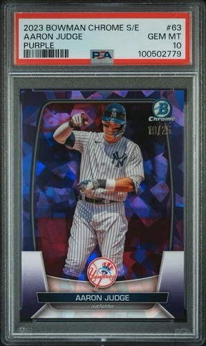 2023 BOWMAN CHROME SAPPHIRE EDITION AARON JUDGE PURPLE /25 PSA 10 YANKEES