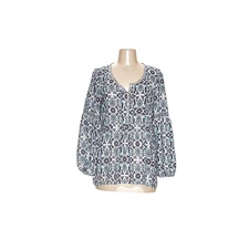 Max Studio Blue Graphic Blouse - Women's M