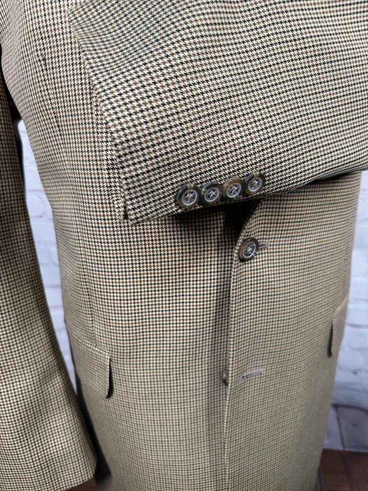 Abrigo Blazer Chaqueta CROFT & BARROW Para Hombres Marrón PATA DE GALLO Clásico Deportivo 42L Foto 4 de 4