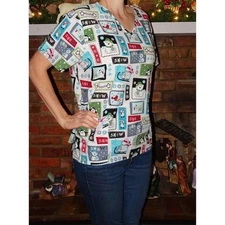 SB Scrubs Snowman & Polar Bear Winter Scrub Top XL Christmas medical nurse