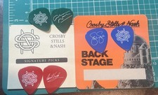 Juego de 6 pegatinas de pase de escenario trasero Crosby Stills & Nash Guitar Signature Pick Disney
