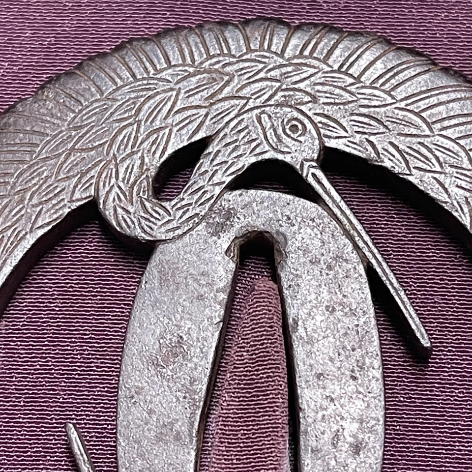 KATANA Tsuba Crane Symmetry Openwork Design Antique Japanese Sword Samurai - Image 3 of 4