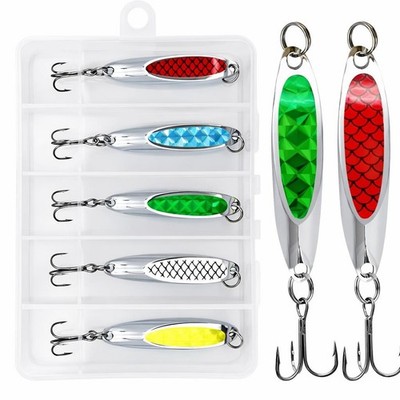 Blinker 21g Spoon Köder - Metall Angelköder - Raubfisch Angeln - 5er Set mit Box