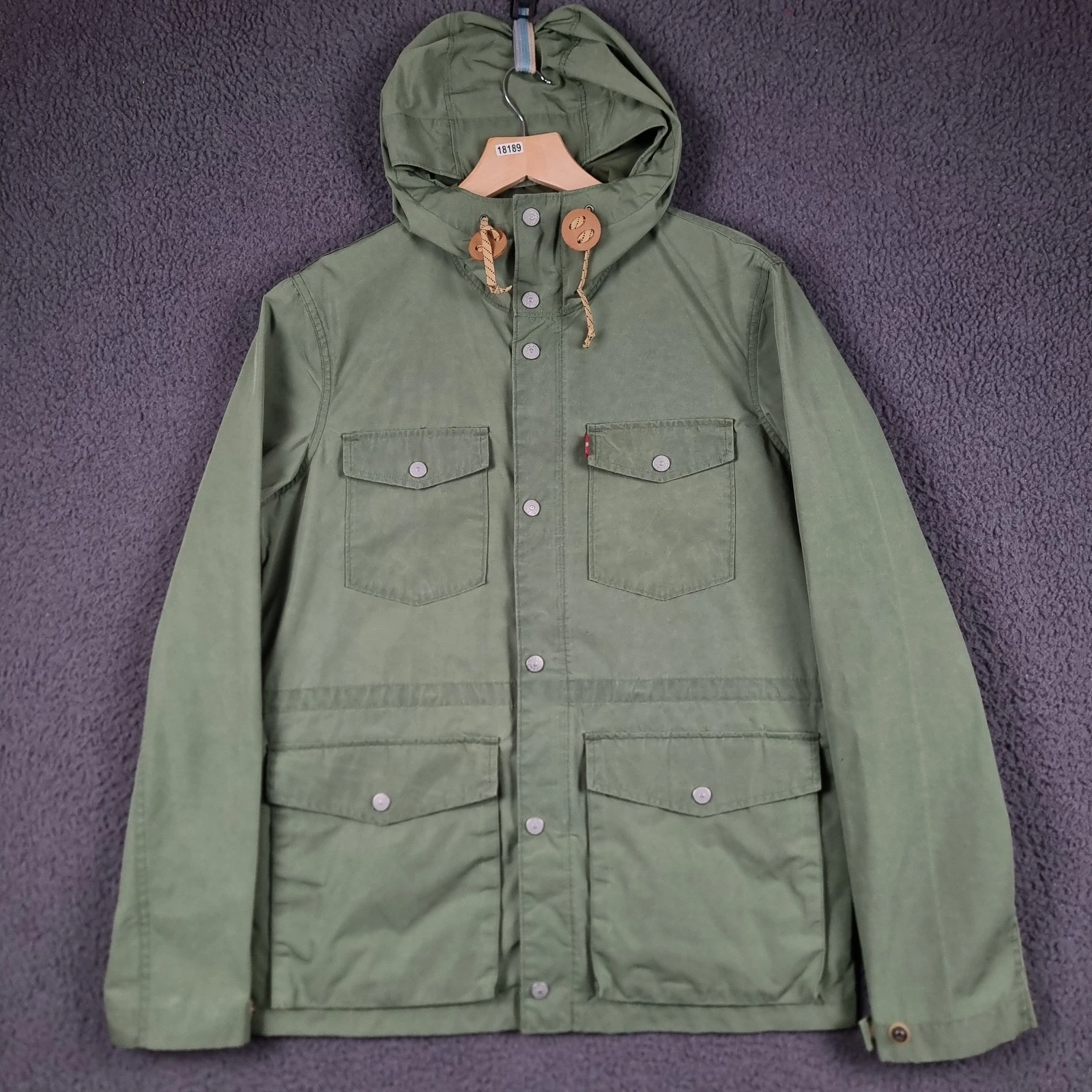 Levi's Jacket Mens M Medium Green Parka Army Military Hooded Lined