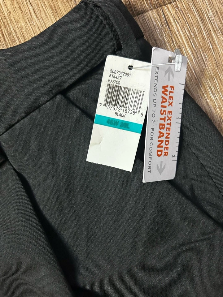 Pantalones de vestir Van Heusen Traveler elásticos premium sin hierro negros 46x30 nuevos con etiquetas Big Tal Foto 3 de 4