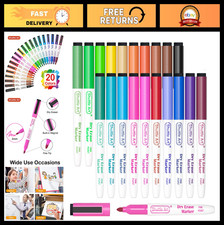 20 Magnetic Dry Erase Markers with Fine Tip  Eraser - Ideal for Whiteboards, Pl