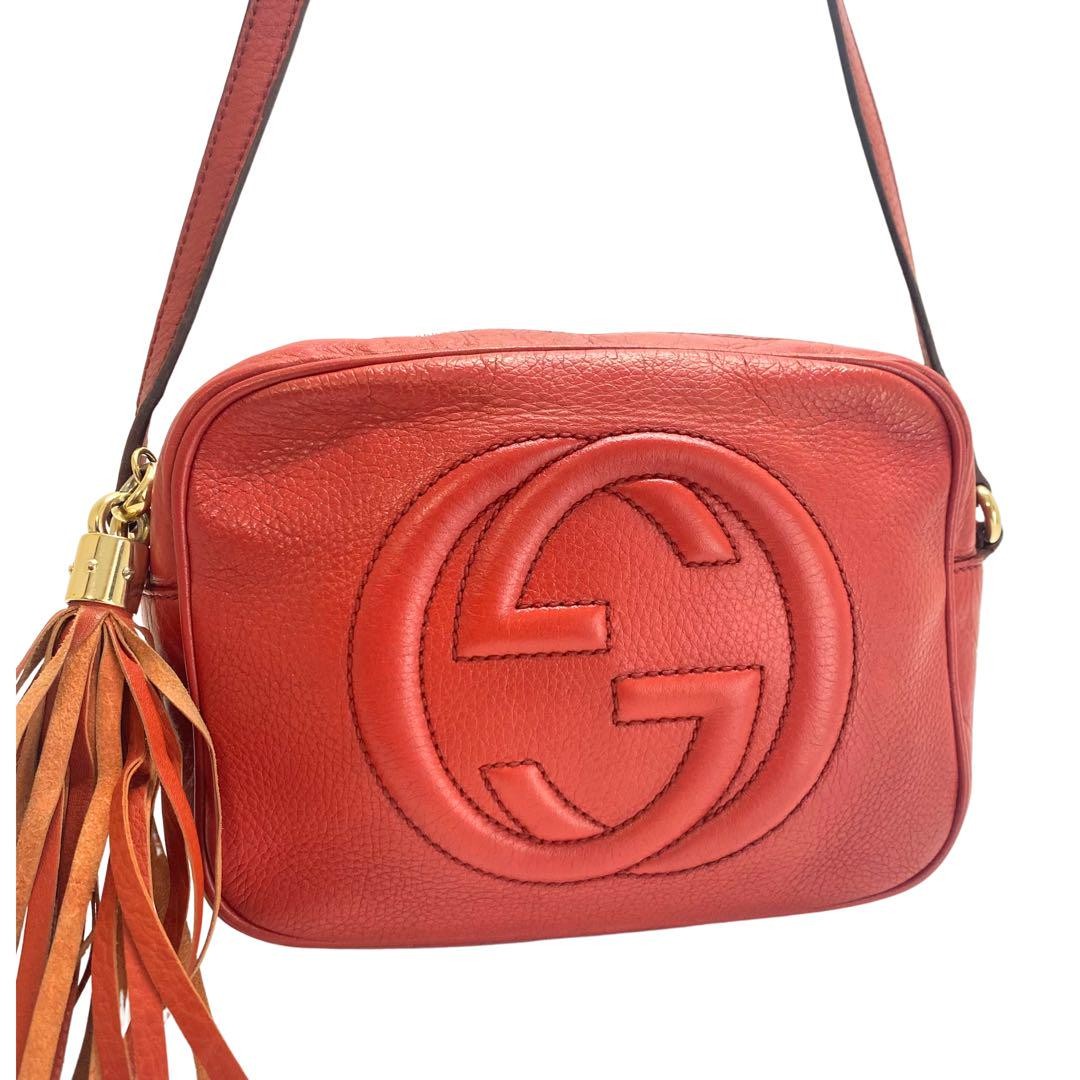 Gucci Soho Shoulder Bag Red Leather Tassel Designer Handbag Crossbody Everyday