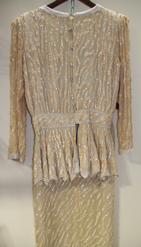 T3 Oleg Cassini HE-Ro Industres Vintage Evening Party Gown 8 Sequin Long Dress - Picture 6 of 20