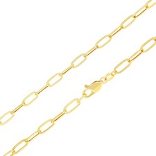 14k Yellow Gold 4mm Paperclip Chain Rolo Dainty Link Cable Necklace Womens 18"