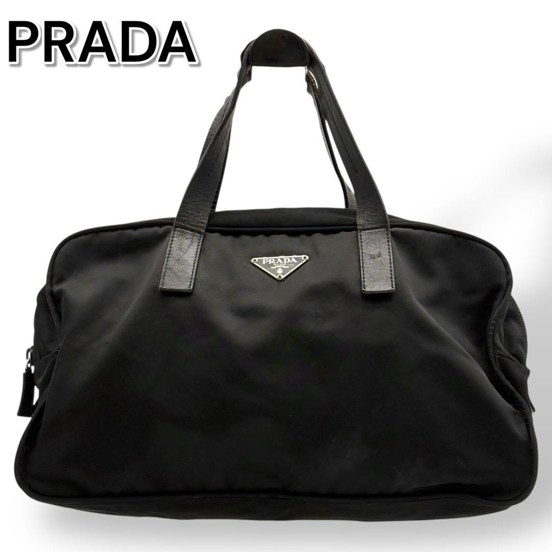 Prada Mini Boston Bag Black Nylon with Triangle Logo Appraised