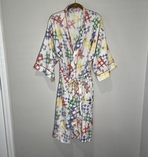 Vintage David Brown Saks 5th Avenue Robe Women's Large Colorful Geometric 80s