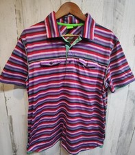 HUGO BOSS Striped Modern Fit Polo Shirt Men's Large Pockets Colorful
