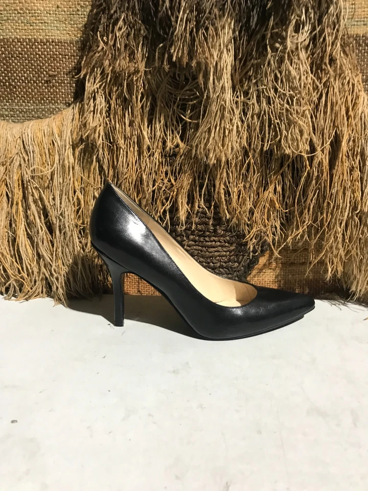 NINE WEST Womens Black Leather FLAX Pointed Toe Stiletto Pumps Heels US Size 8M - Image 2 of 4