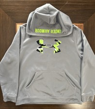 Under Armour Storm boys gray hooded sweatshirt size youth L with pockets.