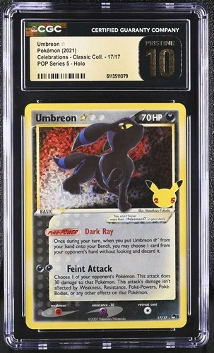 CGC 10 PRISTINE Umbreon Gold Star 17/17 Celebrations Classic Collection Pokemon