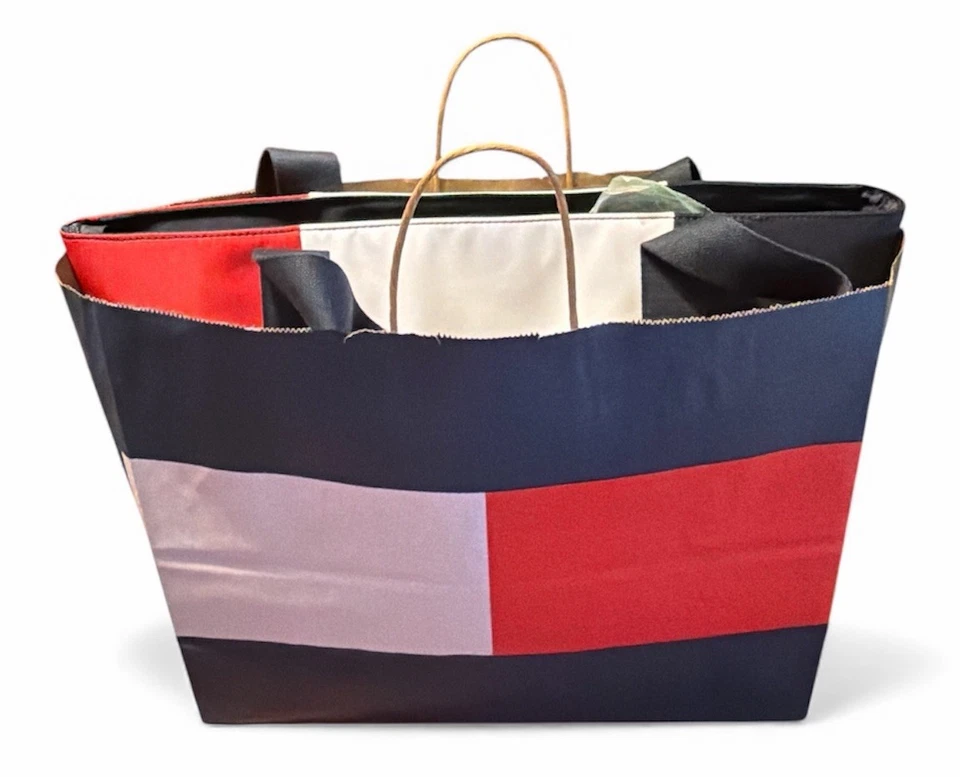Bolso de Mano Tommy Hilfiger Colorblock Preppy Rojo Blanco Negro, Nuevo con Etiquetas Foto 4 de 4