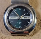 Rare Vtg 1970s Seiko Diamatic Men's Watch Automatic Green Dial Day/Date Stainles