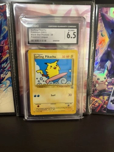 Pokémon CGC 6.5 Surfing Pikachu 28 Black Star Promo League 2001 Regular