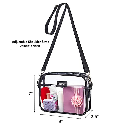 Bandolera Transparente, Bolso Cartera Transparente Aprobado por Estadio para Conciertos Negro-1 - Imagen 3 de 7