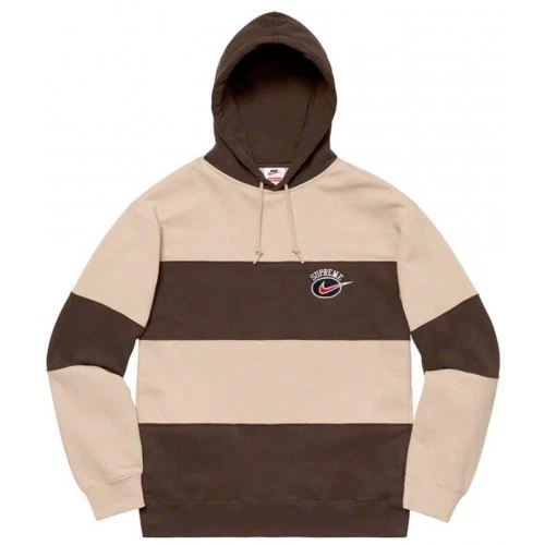 Sweat à capuche homme Supreme x NIKE Collaboration larges rayures avec logo brodé années 2019