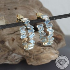 Wert 2290 € Diamant Aquamarin Creolen 585 14 Karat Gelb Gold xxyy