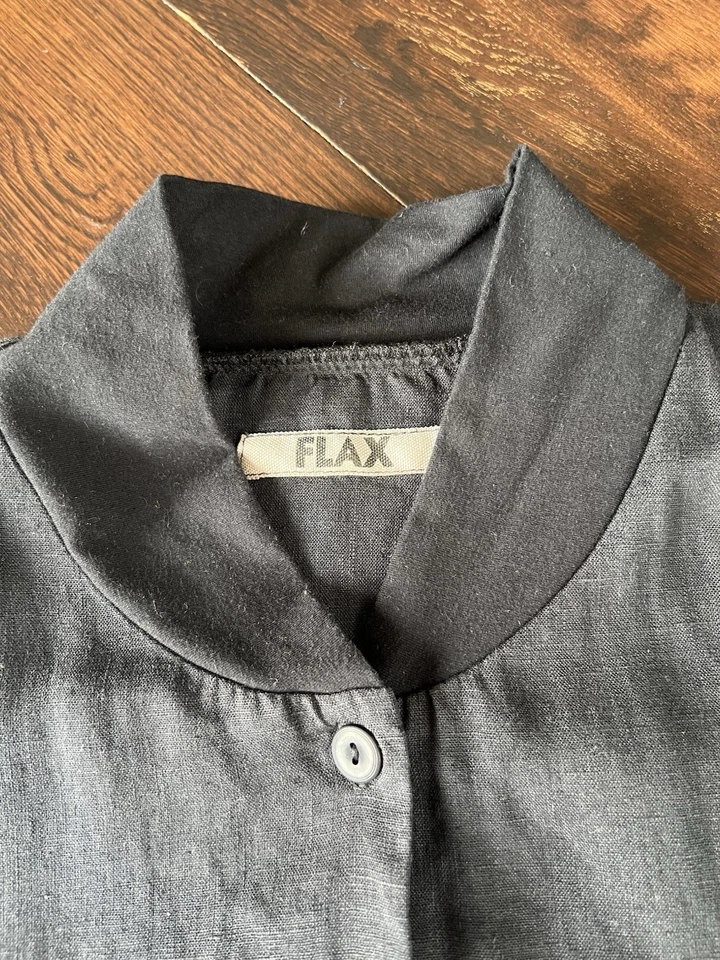 Flax Linen Bomber Jacket Women’s S (6-8) Black Pockets One-of-a-kind Unique 2016 - Image 3 of 4