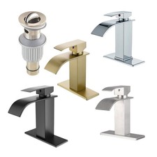 Waterfall Bathroom Vessel Sink Faucet Single Handle Vanity Mixer Taps with Drain