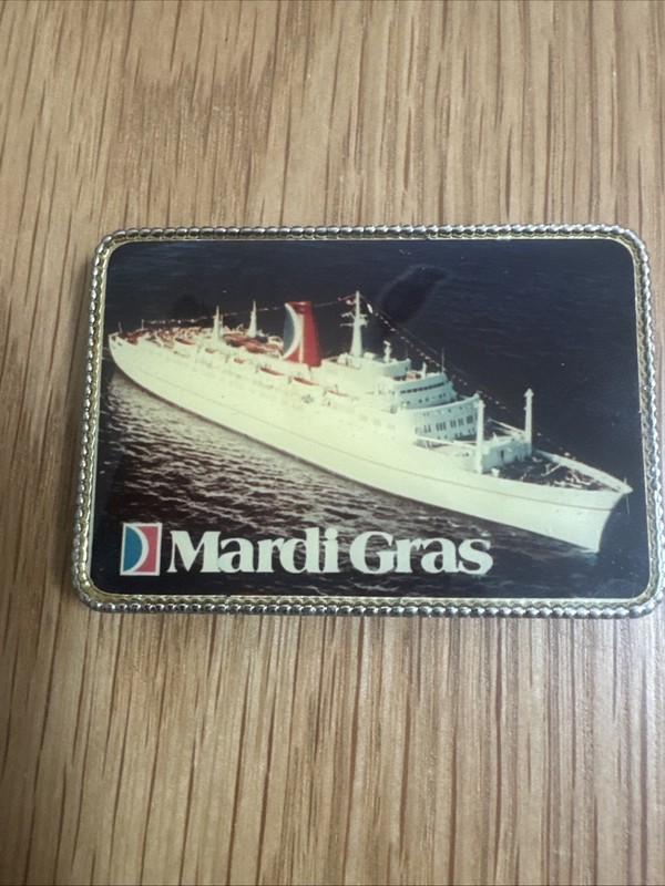 Vtg SS Mardi Gras Travel Souvenir Fridge Magnet