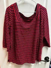 Talbots women's striped red and black top size 1XL/ NWOT A205