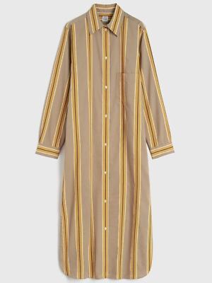 Toteme Women's Beige Jacquard Striped Long Sleeved Dress | eBay