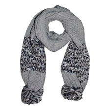 Regatta Frosty III Light Steel Grey Navy Rib Stitch Knitted Pom Pom Womens Scarf