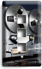 LIGHT SWITCH OUTLET PLATES of RETRO REEL TO REEL TAPE RECORDER PLAYER STUDIO ART