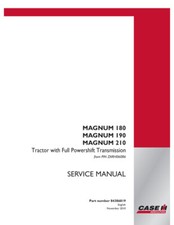 Case Ih Magnum 180, 190, 210 Powershift Tractor Service Manual - Zarh06086 & Up