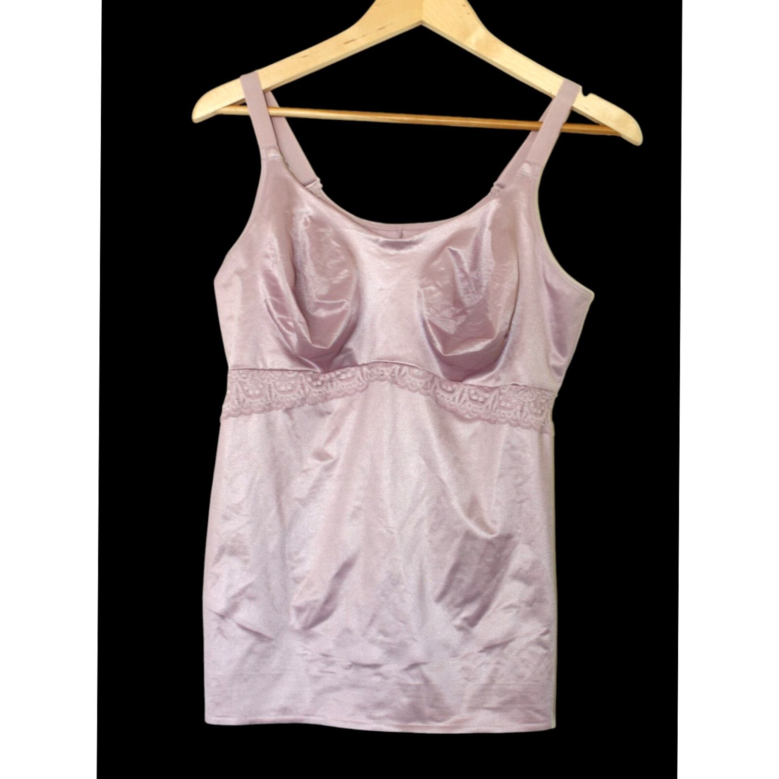 Ruby Ribbon Camisole Shaper Size 46 Pink Satin Lace Full Support Top Style 3024