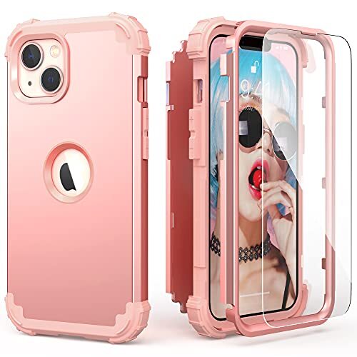 IDweel iPhone 15 Case iPhone 15 with Screen Protector for Women 3 in 1 Shockp...-image