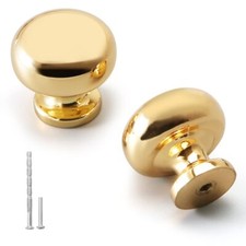 Modern Solid Cabinet Knobs 5 Pack Bright Gold Kitchen Drawer Knob Dresser Polish