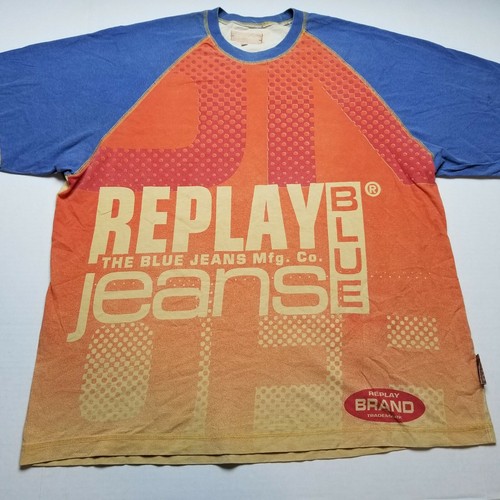 Replay Brand Blue Jeans T-Shirt Mens 