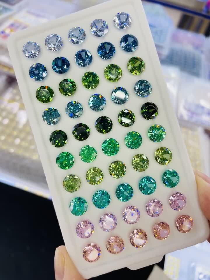 Round Crush Ice Cut Loose Cubic Zirconia High Quality Carbon