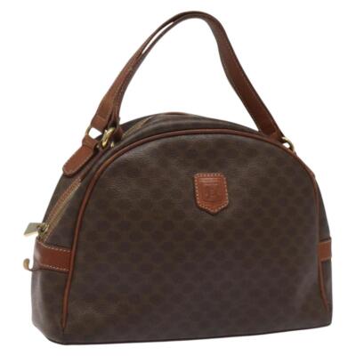 CELINE Macadam Canvas Hand Bag PVC Leather Brown Gold Auth ar13320