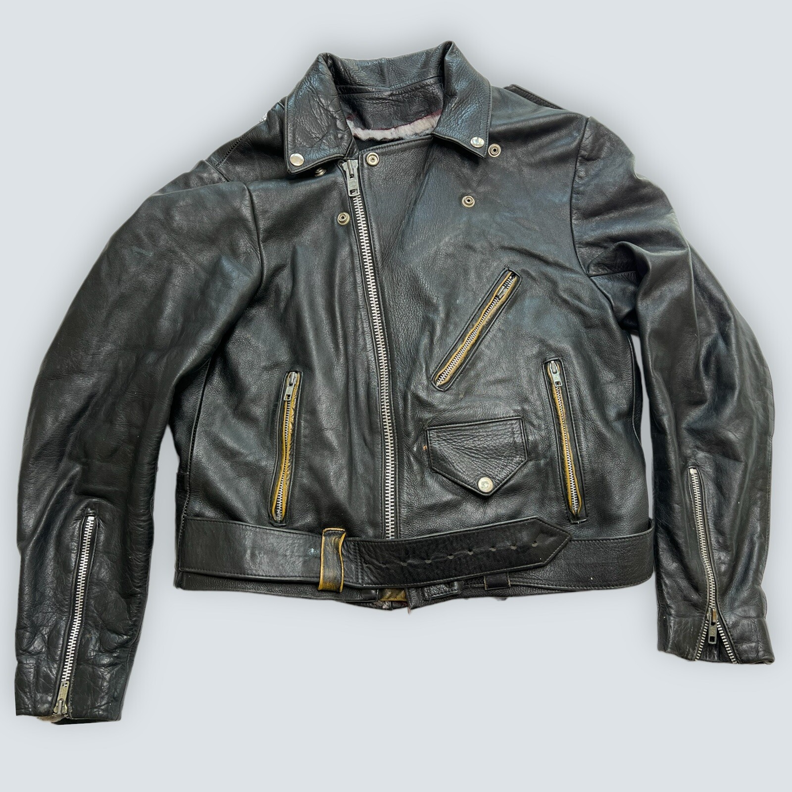 Vintage Distressed PU Leather Jacket main image 1