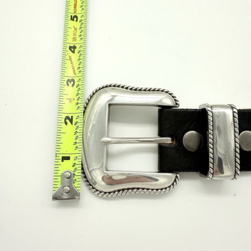Ceinture homme western cuir fait main taille 36" Amish boucle argentée marron largeur 1,5" - Photo 10/10