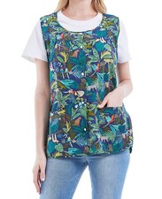Women Cobbler Apron with 2 Patch Pockets Cotton Printed Bib Smock with Button...
