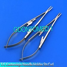 2 T/c Castroviejo Needle Holder 5.5" Str & Cvd Dental Instruments
