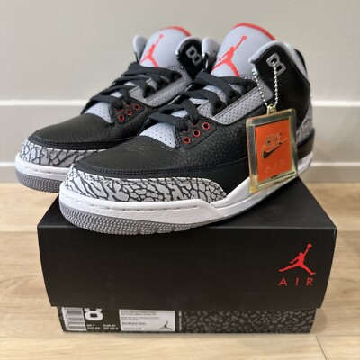 Air Jordan 3 Retro 2018 Black Cement Size 8 Men's Sneaker DS NIB
