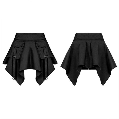 Punk Rave Metal Rock Irregular Cargo Skirt With Pocket Classic black - Picture 5 of 6